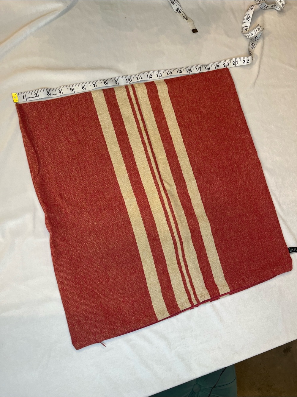 Lauren Ralph Lauren Red Cream Striped Pillow Cover Textured Woven 20x20